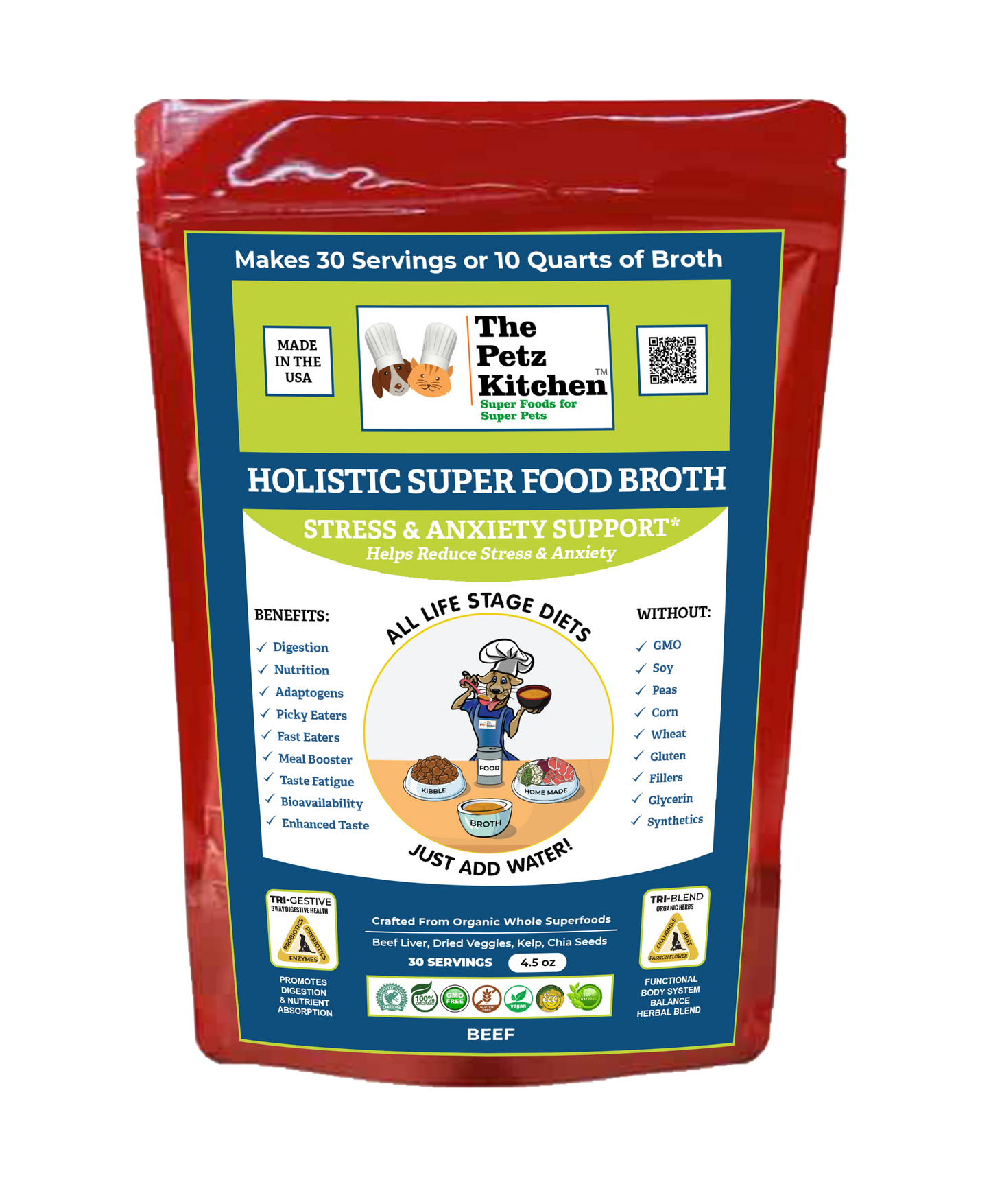 Super Food Broth Stress & Anxiety Support* the Petz Kitchen Dogs & Cats