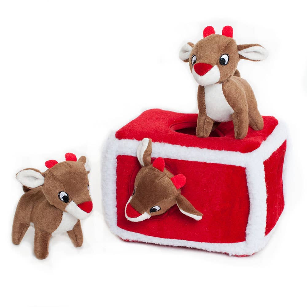 Holiday Zippy Burrow - Reindeer Pen - Christmas Dog Toy