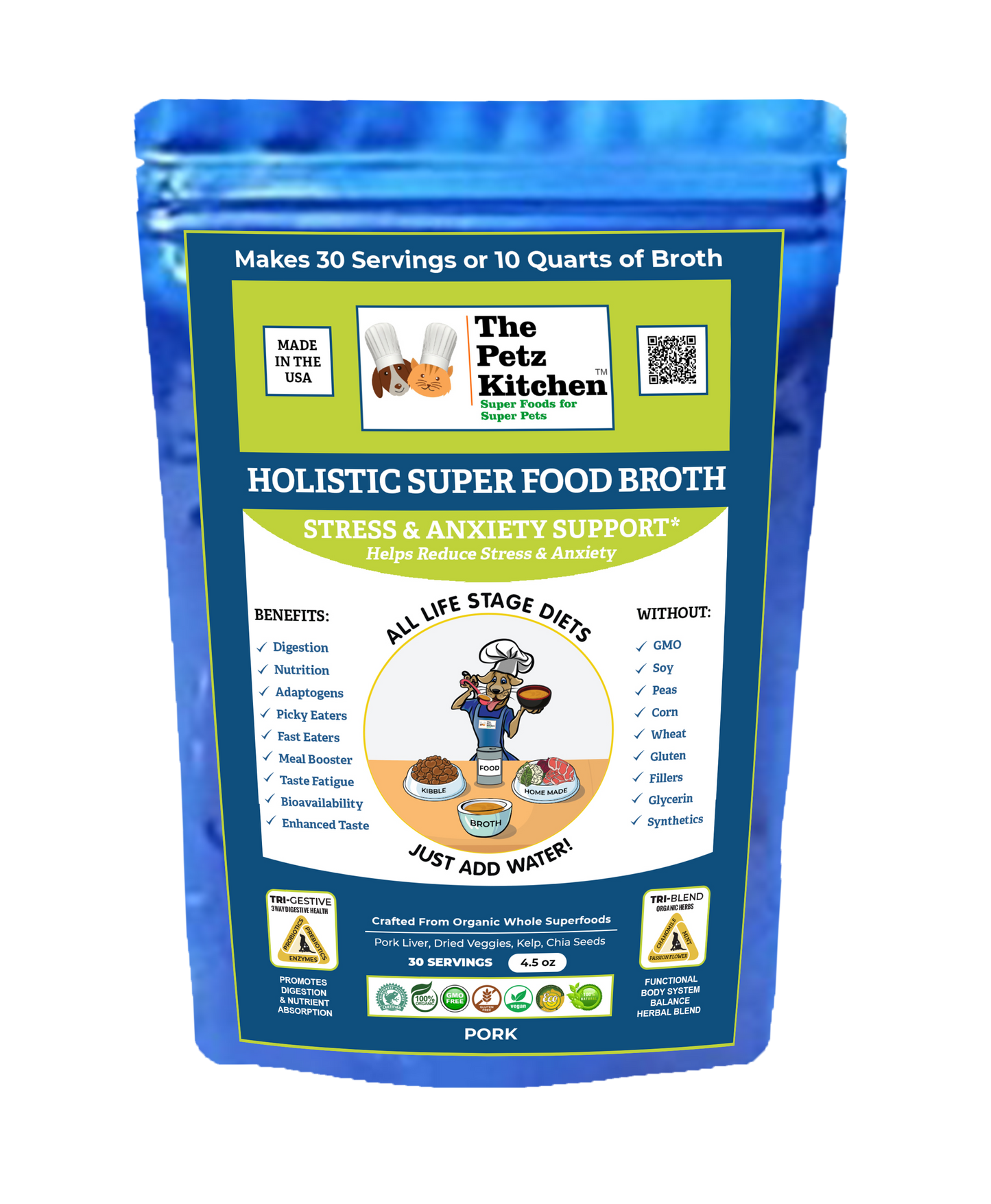 Super Food Broth Stress & Anxiety Support* the Petz Kitchen Dogs & Cats
