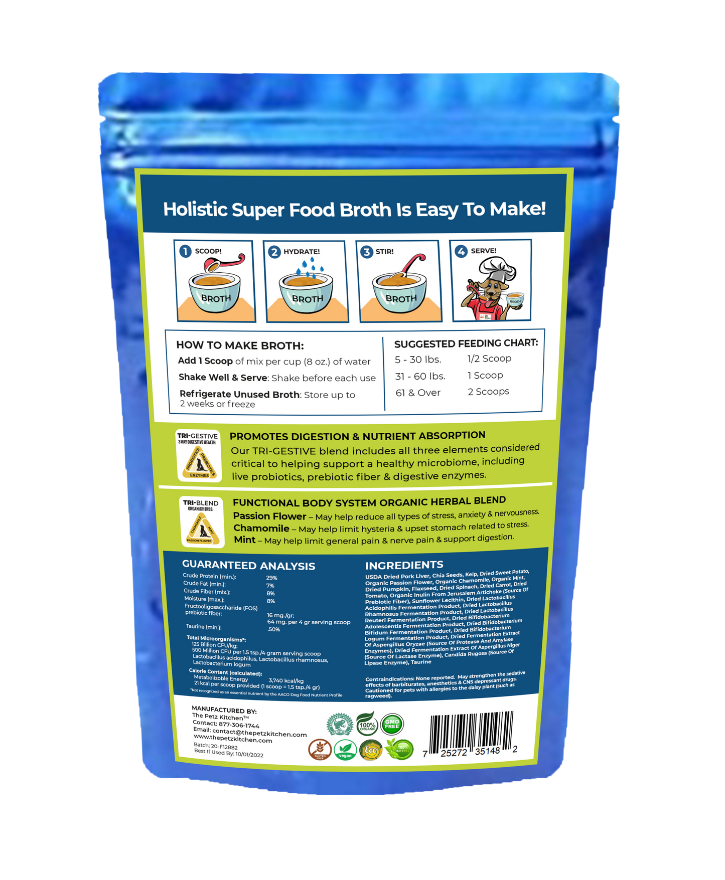 Super Food Broth Stress & Anxiety Support* the Petz Kitchen Dogs & Cats