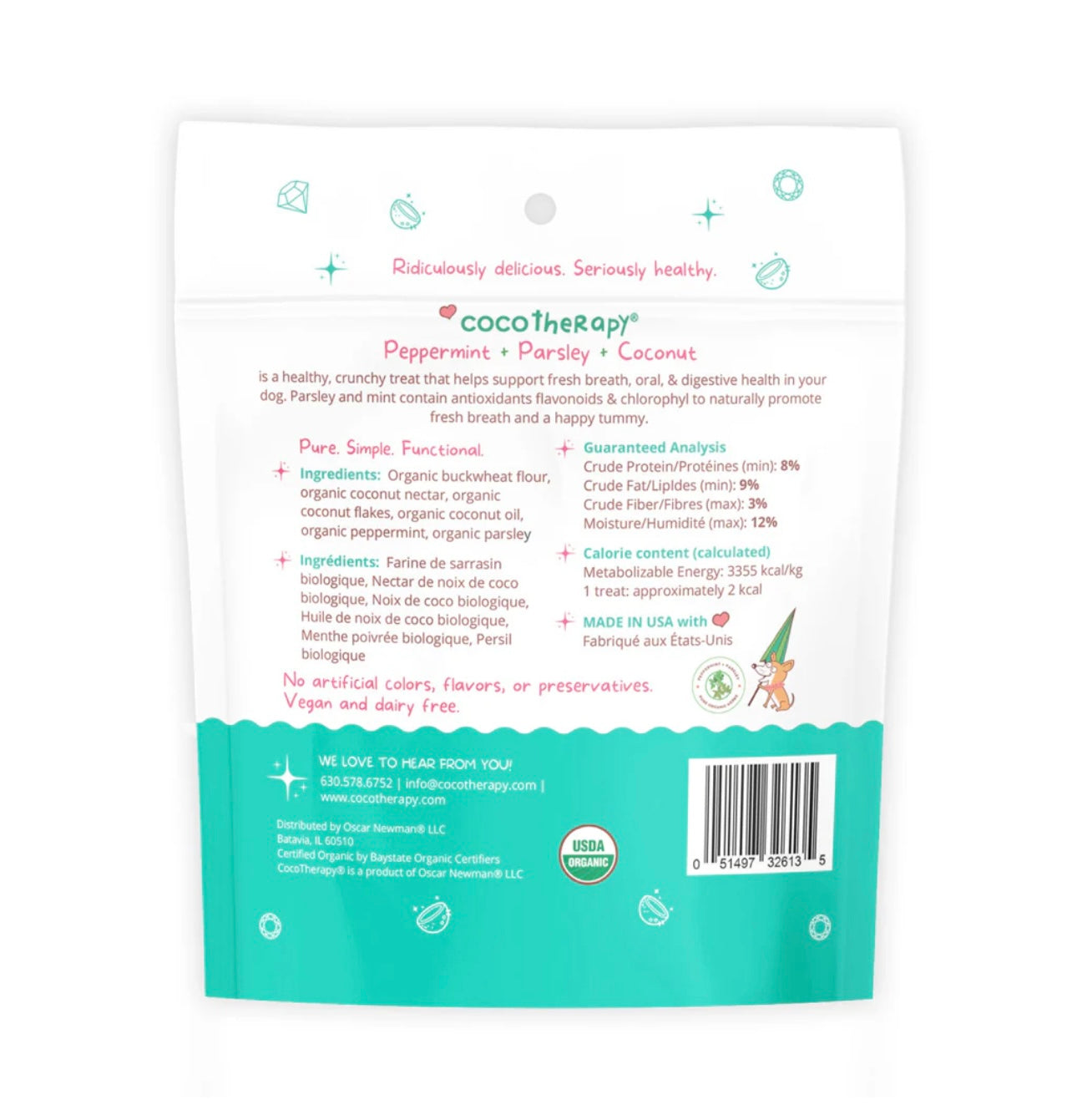 Coco-Gems Training Treats Peppermint + Coconut - Organic Training Treat for dogs