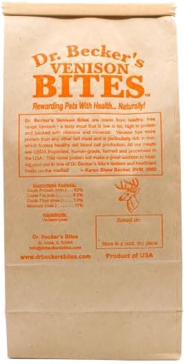 Dr. Becker's Venison Bites | 100% Pure Meat Protein | Grain Free Liver Training Treats for Dogs & Cats, 5 oz