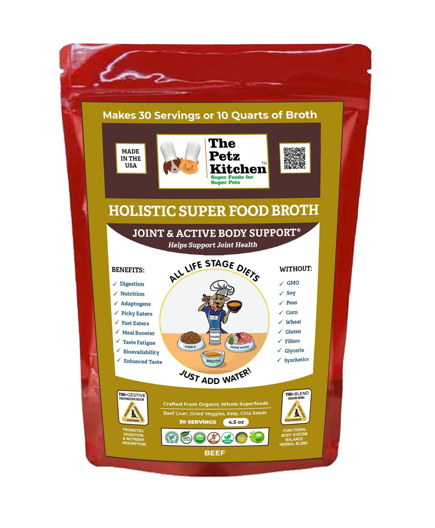 Super Food Broth Joint & Active Body Support* the Petz Kitchen Dogs & Cats*