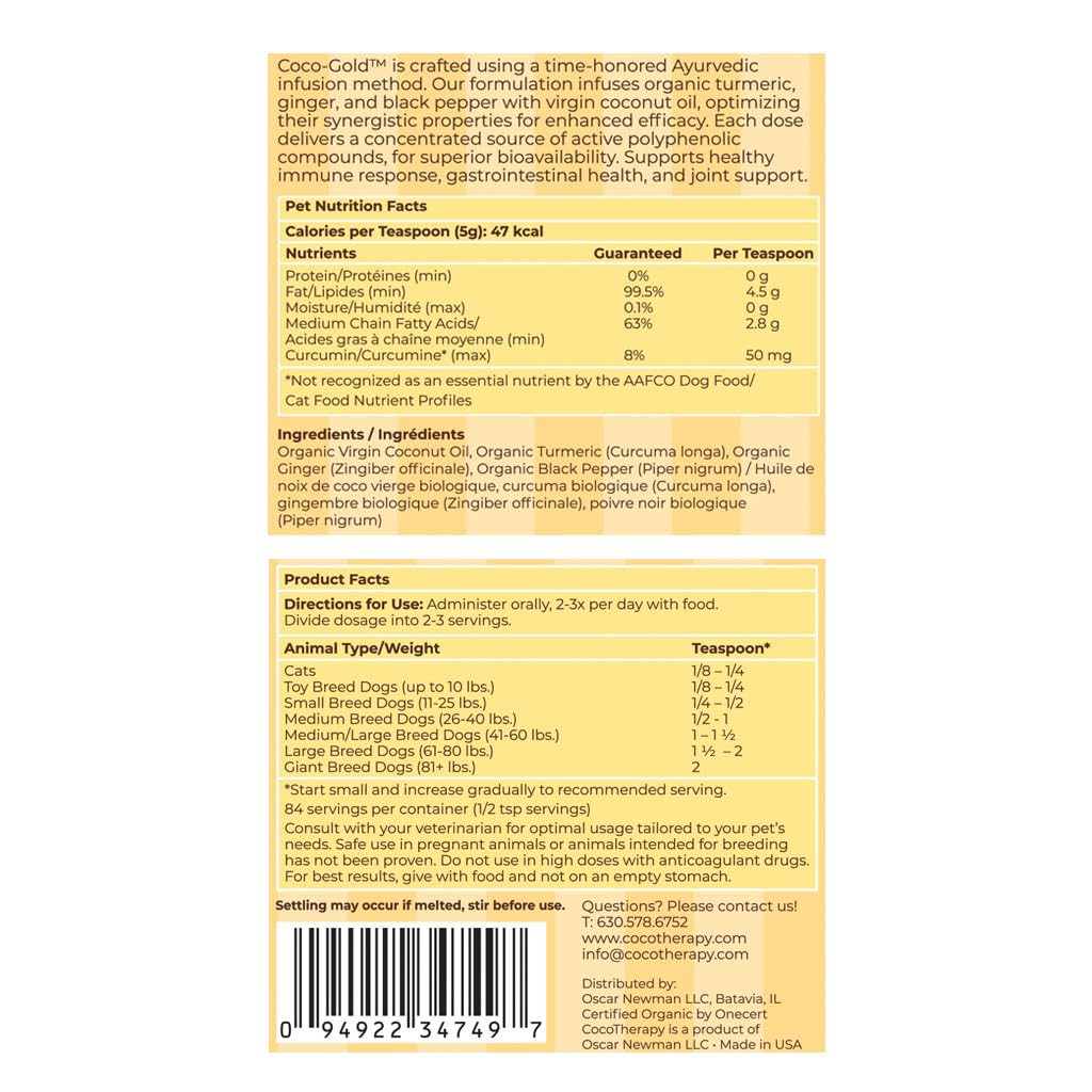 CocoTherapy Coco-Gold Organic Virgin Coconut Oil infused with Turmeric & Ginger, 7.5oz.