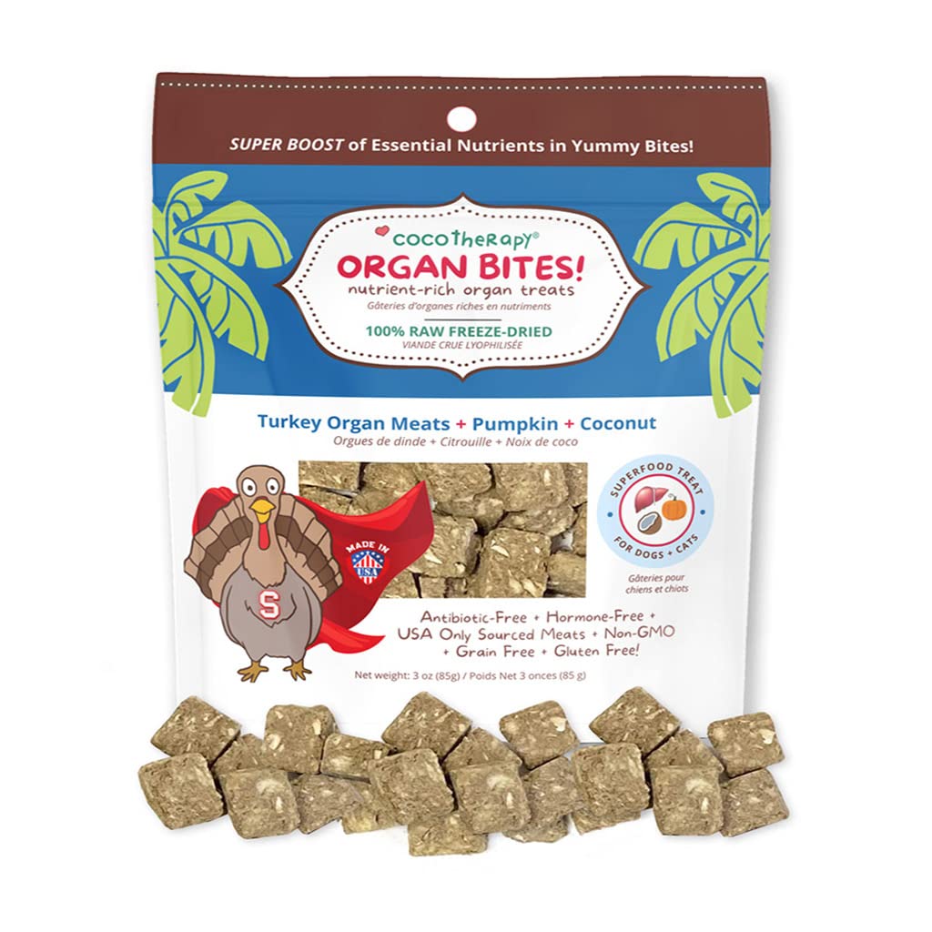 CocoTherapy Organ Bites! Dog and Cat Treat (Pork + Apple), 3 Oz.