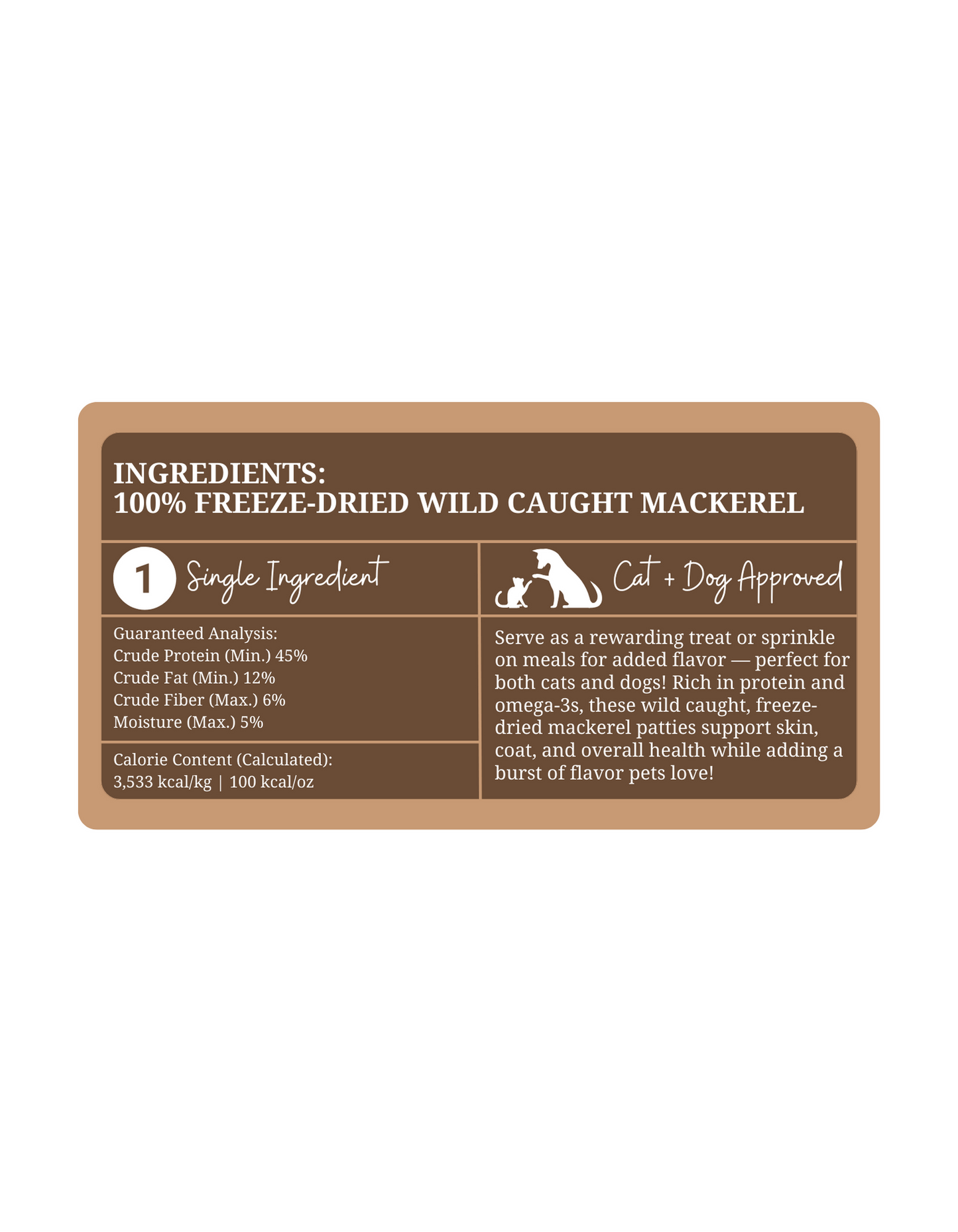 Freeze Dried Raw Wild Caught Mackerel Patties | 3 oz