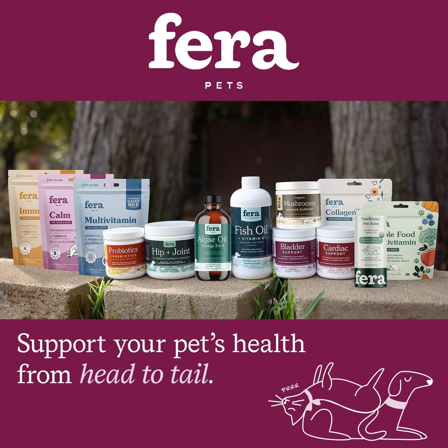 Fera Pet Organics Bladder Cranberry Supplement for Dogs & Cats - Vet Created - Kidney & Urinary - D-Mannose - Cranberry, Stinging Nettle - 60 Scoops