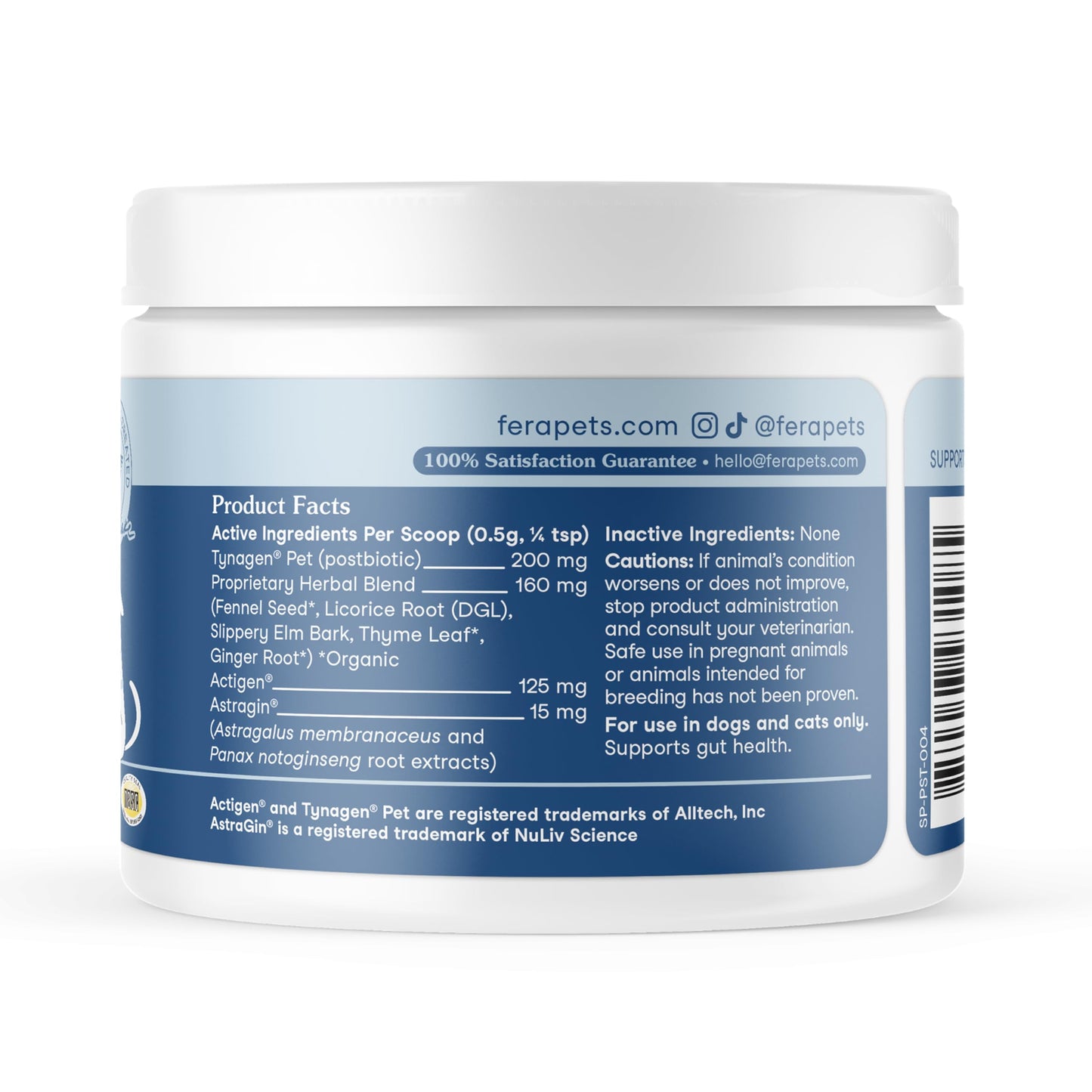Fera Pet Organics Probiotics for Dogs & Cats - Vet Created - Cat & Dog Probiotic Supplement - 12 Strains & Prebiotics for Pet’s Digestion - 60 Scoops