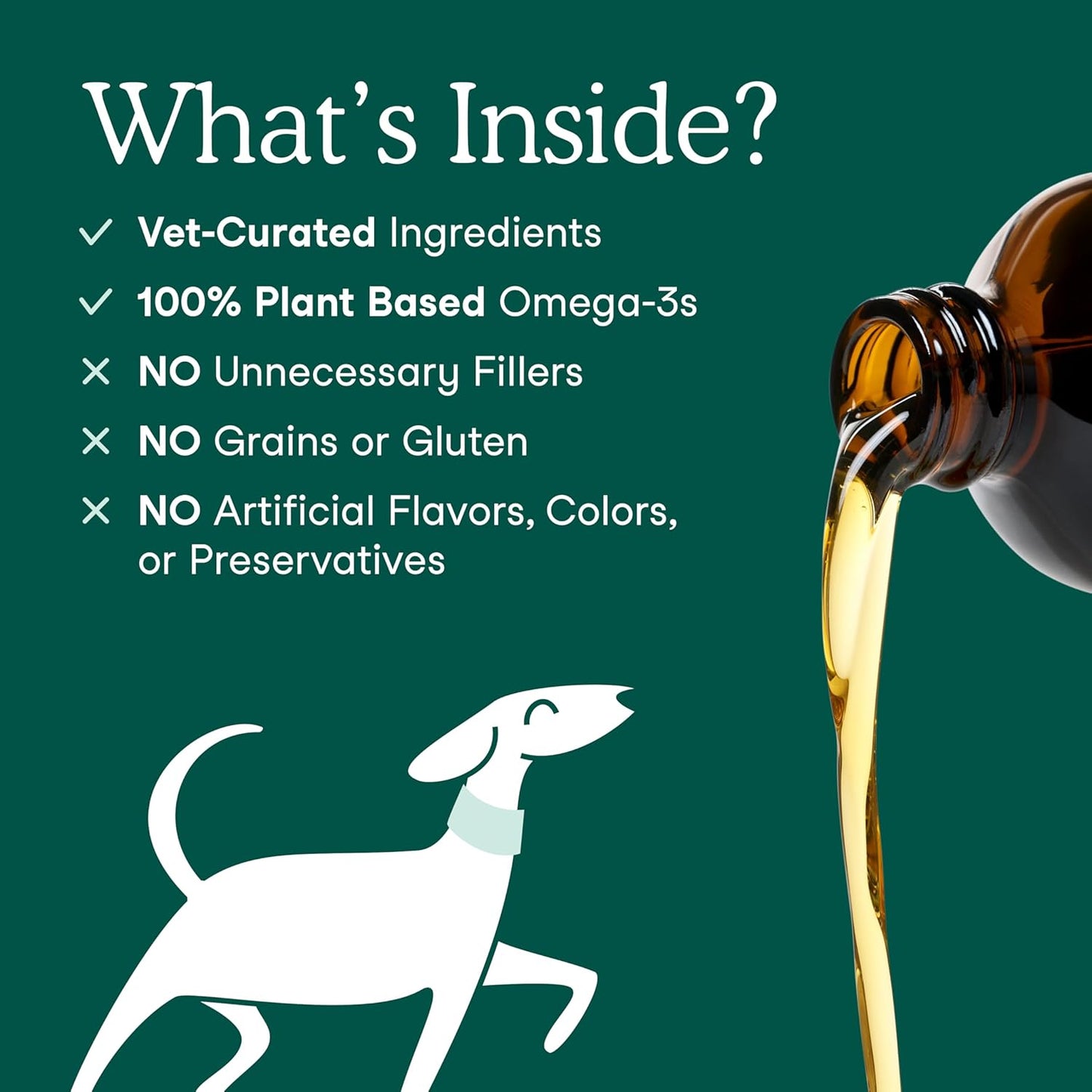 Fera Pet Organics Algae Oil 8 oz Plant Based, Vegan Omega 3 6 9 Supplement with EPA DHA & ALA for Dogs & Cats, Vet Created to Support Skin, Coat, Brain Heart, Immune System, 48 Servings