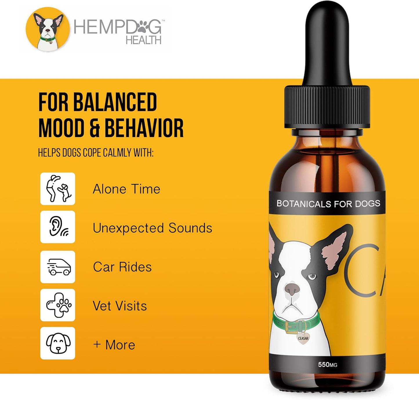 Calm - Hemp Oil for Dogs - Balanced Mood & Behavior - Soothe Nervous, Jumpy, Overly-Reactive Canines - 100% Natural Calming Drops