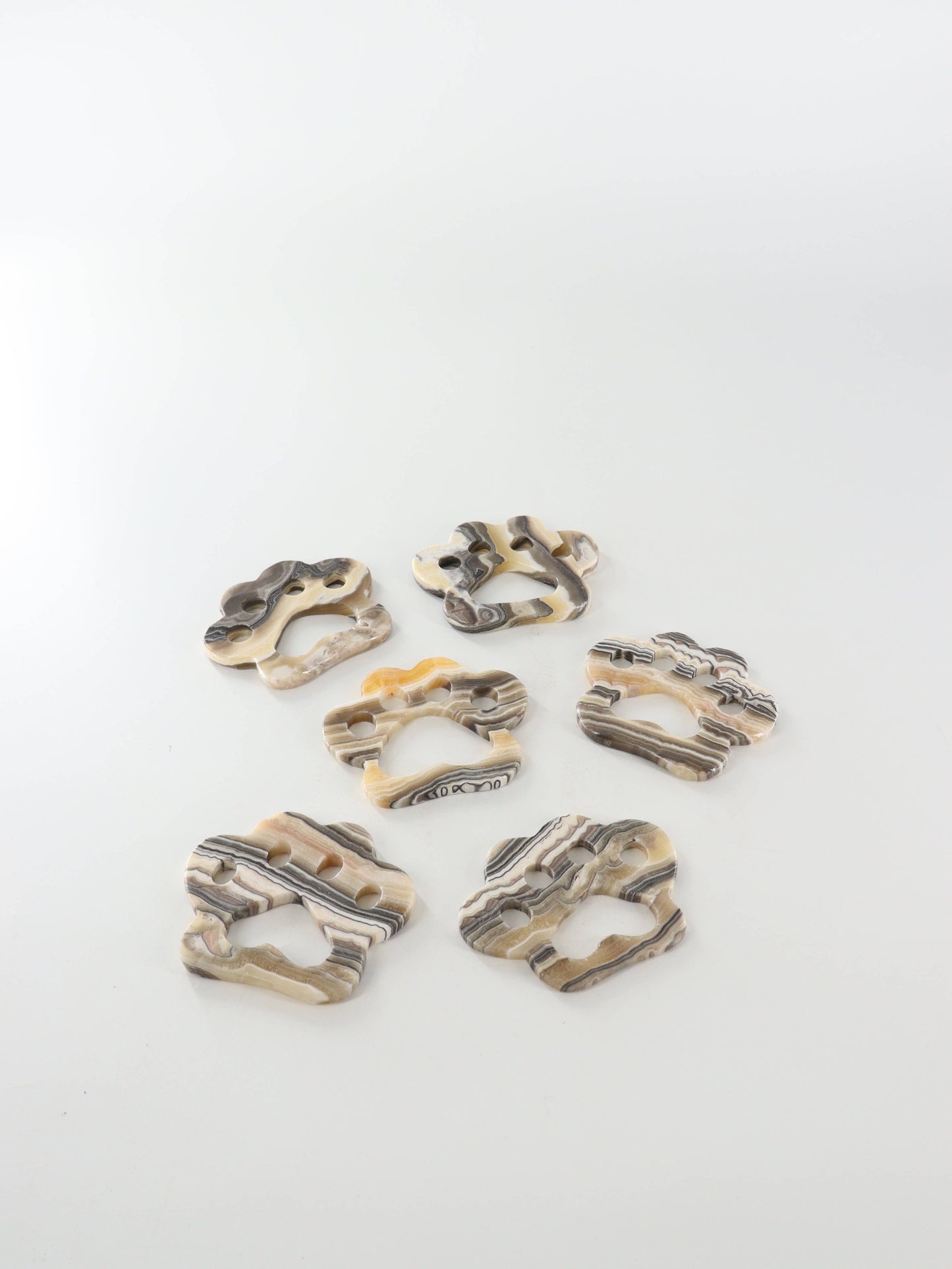 Yellow Zebra Onyx Paw Carvings