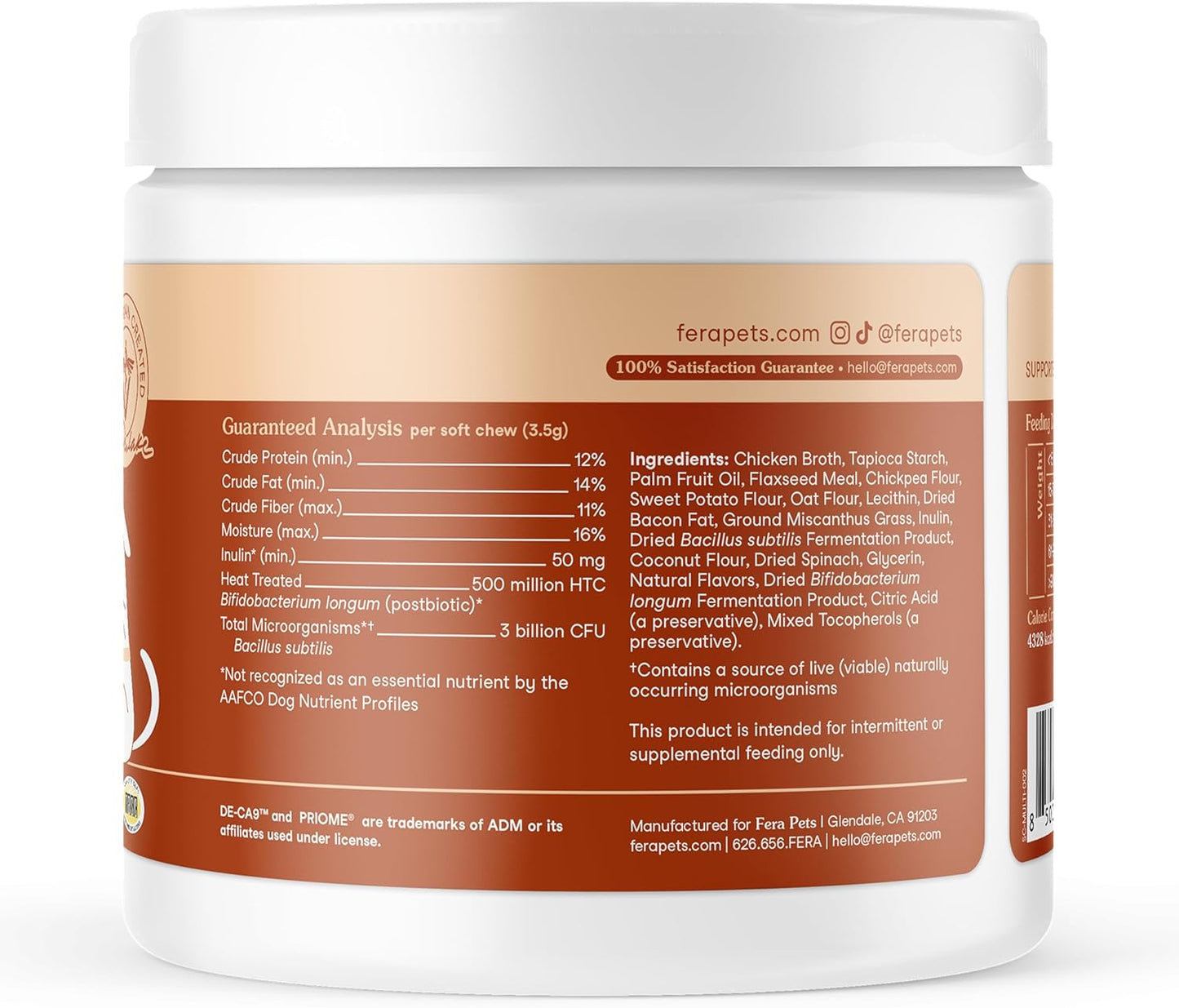 Fera Pet Organics Probiotics for Dogs 90 Chews Vet Formulated Dog Probiotics for Digestive Health, Nutrient Absorption, and Immune Health