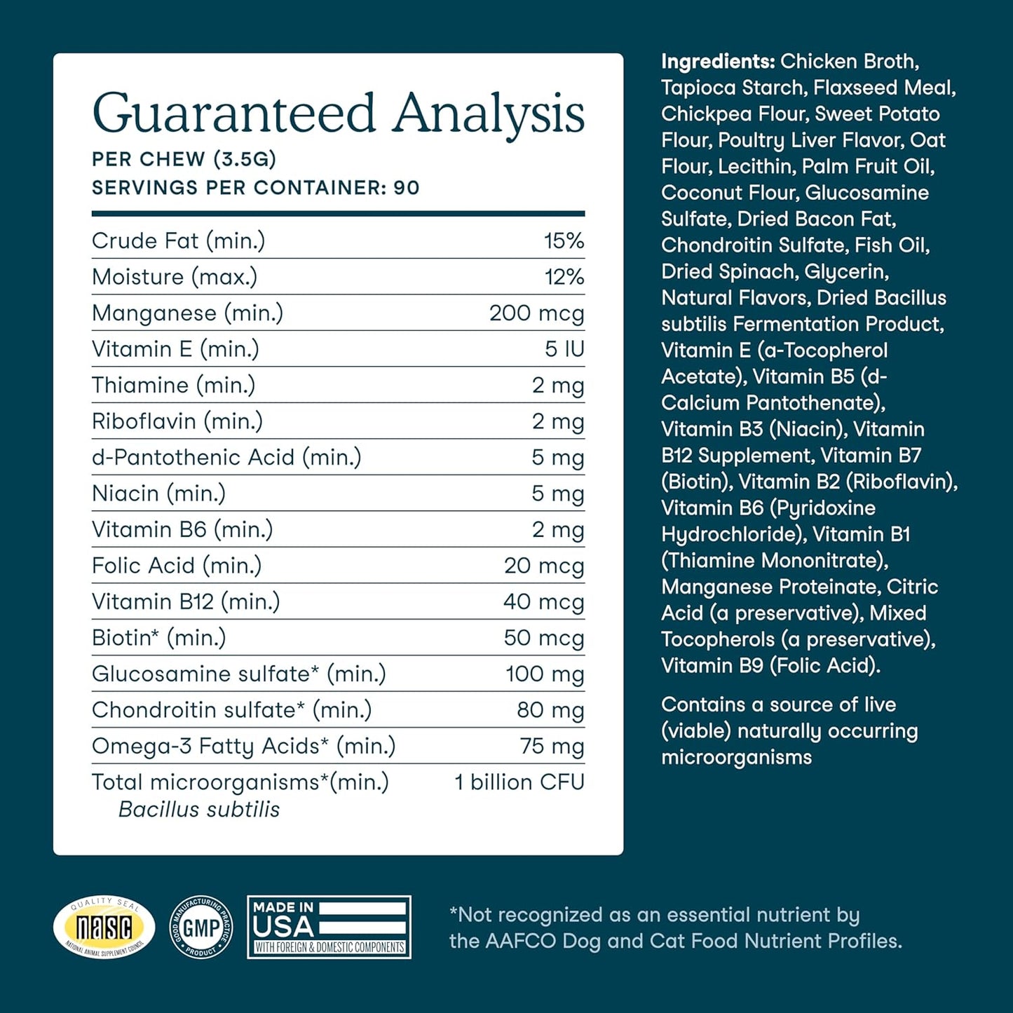 Fera Pet Organics Dog Multivitamin Soft Chews 90 Chews Vet Formulated with Dog Probiotics, Glucosamine Chondroitin for Dogs, and Vitamins for Nose to Tail Support