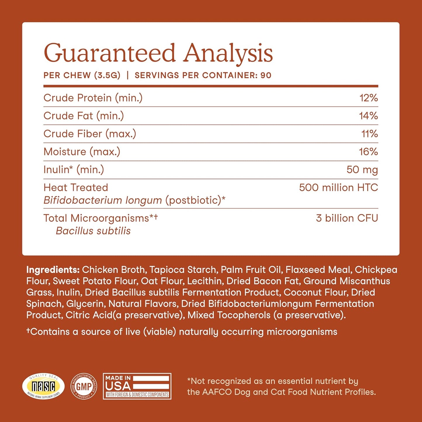 Fera Pet Organics Probiotics for Dogs 90 Chews Vet Formulated Dog Probiotics for Digestive Health, Nutrient Absorption, and Immune Health
