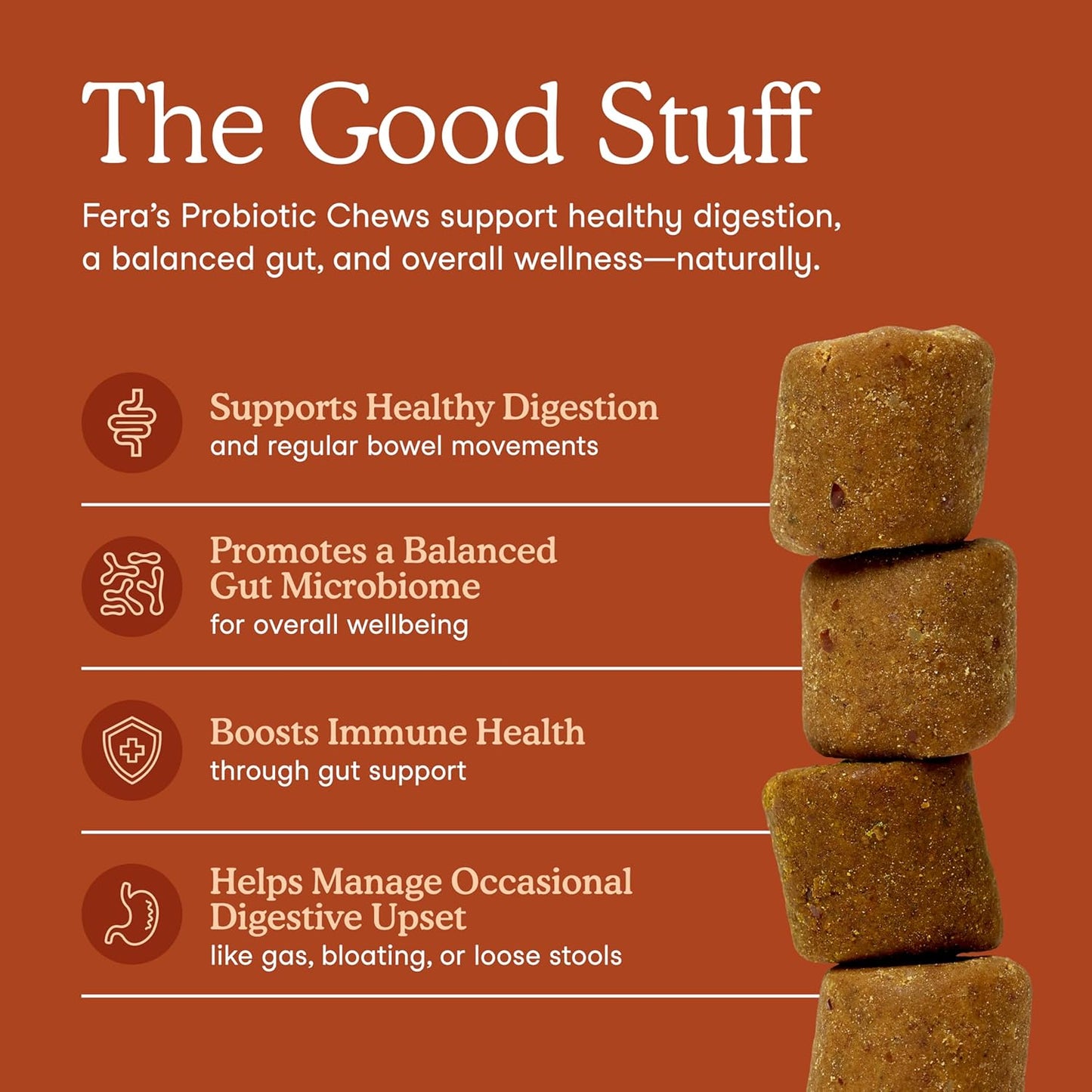 Fera Pet Organics Probiotics for Dogs 90 Chews Vet Formulated Dog Probiotics for Digestive Health, Nutrient Absorption, and Immune Health