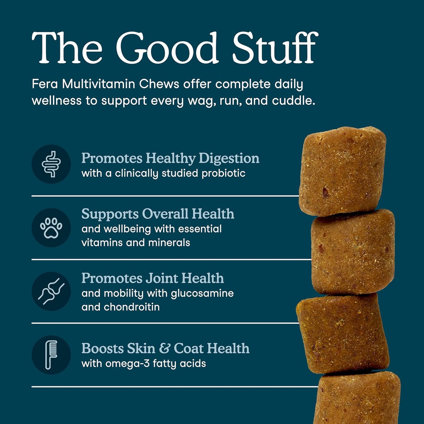 Fera Pet Organics Dog Multivitamin Soft Chews 90 Chews Vet Formulated with Dog Probiotics, Glucosamine Chondroitin for Dogs, and Vitamins for Nose to Tail Support