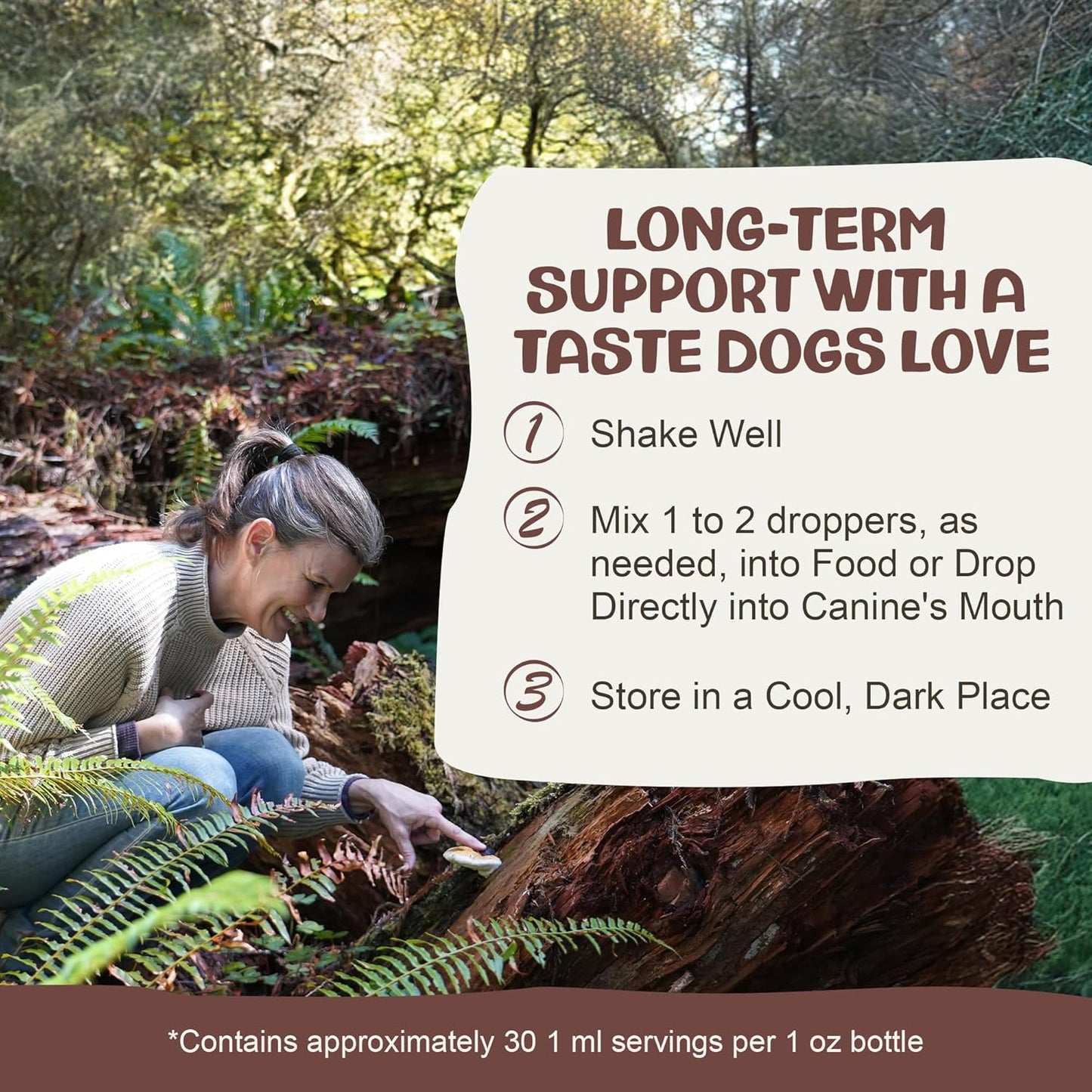 Chaga Tincture: Dual Extracted Mushroom Dog Supplements - Defenses, Cellular Wellness, Skin, Coat, Liver, and Antioxidant Support - Wild-Harvested, Bioavailable, & Easy to Serve