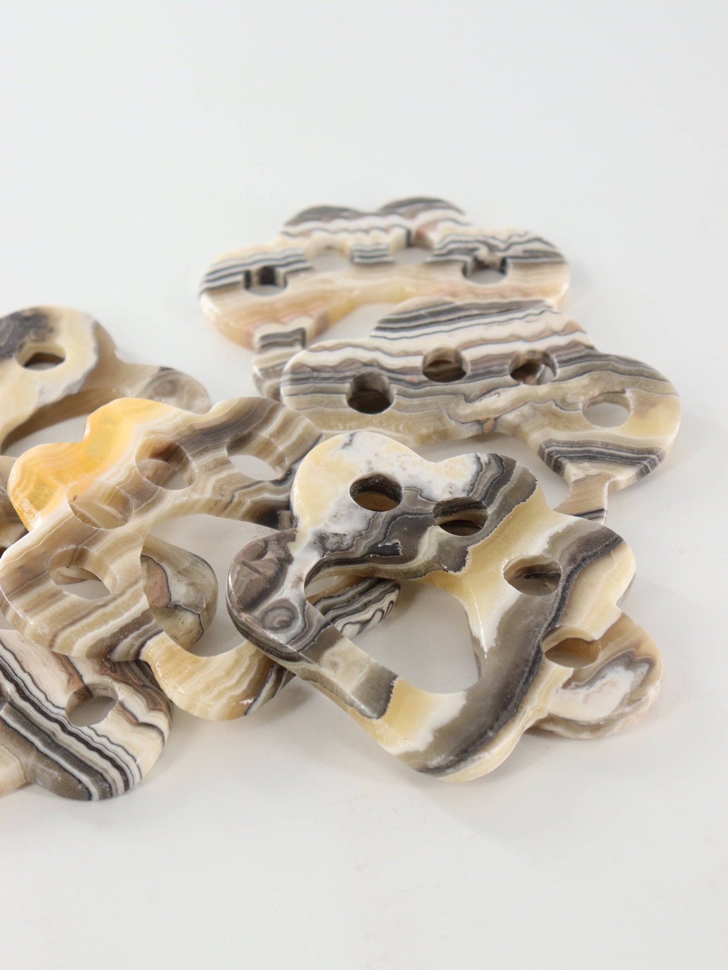 Yellow Zebra Onyx Paw Carvings
