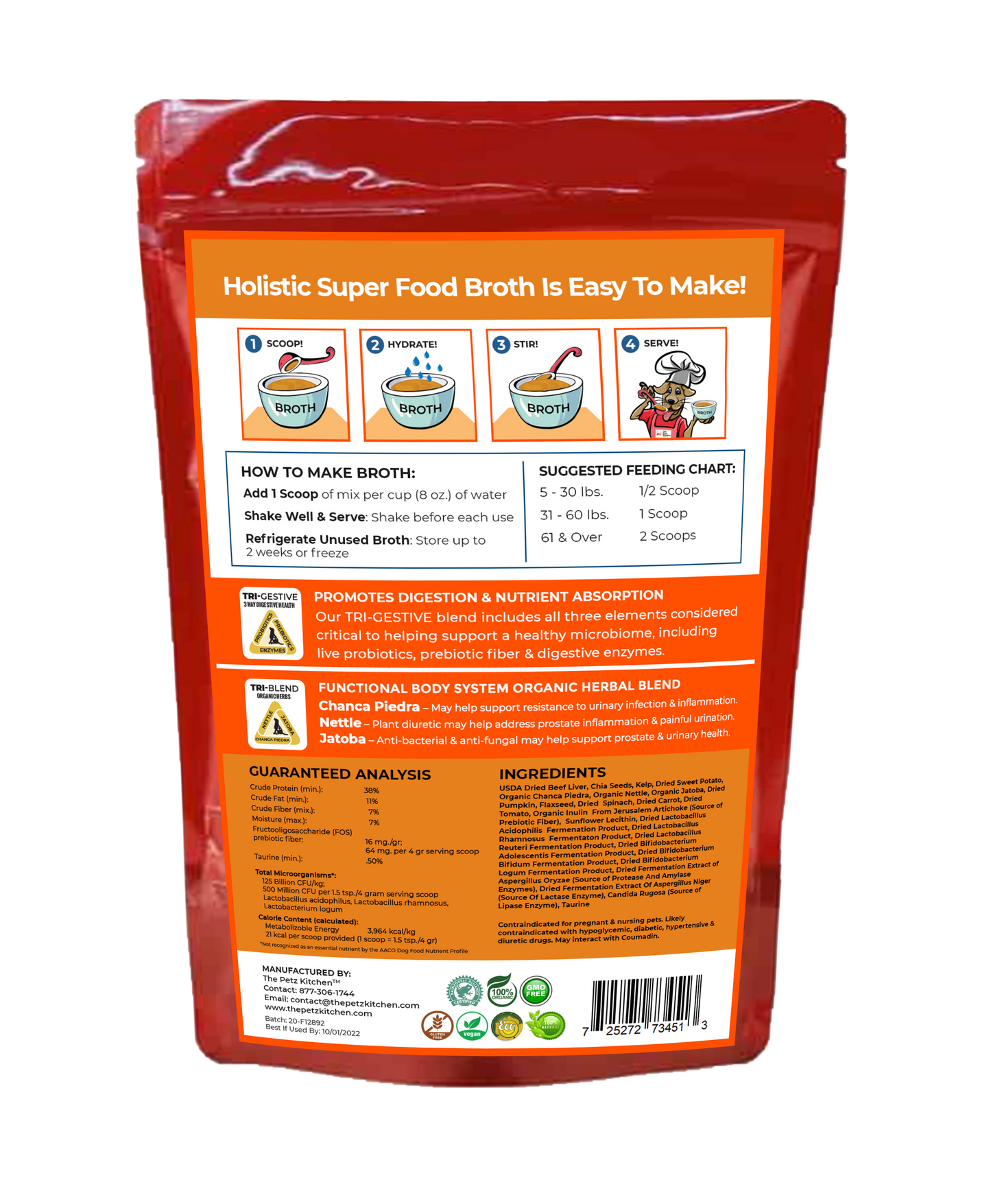 Super Food Broth Urinary Tract Health Support* the Petz Kitchen Dogs Cats