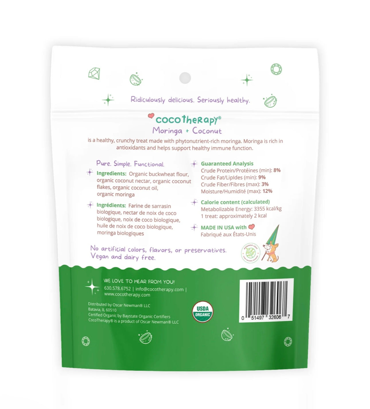 Coco-Gems Training Treats Moringa + Coconut - Organic Training Treat for dogs