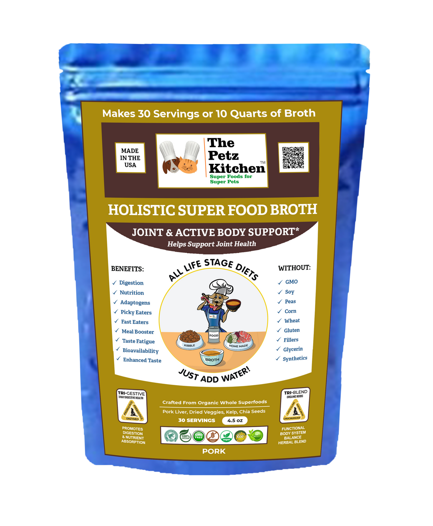 Super Food Broth Joint & Active Body Support* the Petz Kitchen Dogs & Cats*