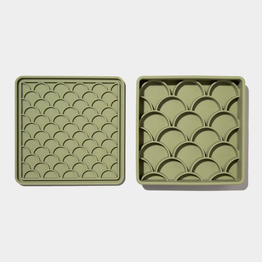 3-in-1 fish scale slow feeder bowl - olive