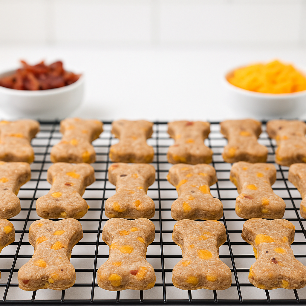 Bacon Cheddar Biscuit Organic Dog Treats with Duvall Farms Bacon 🥓