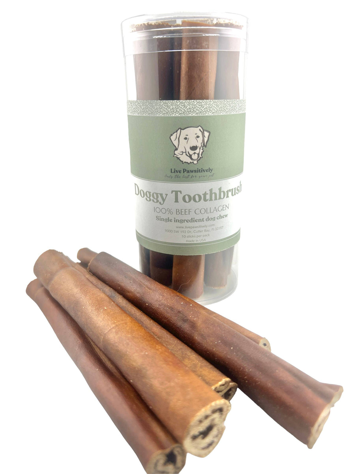 6" Beef Collagen Sticks (Doggy Toothbrush) 8 Sticks 