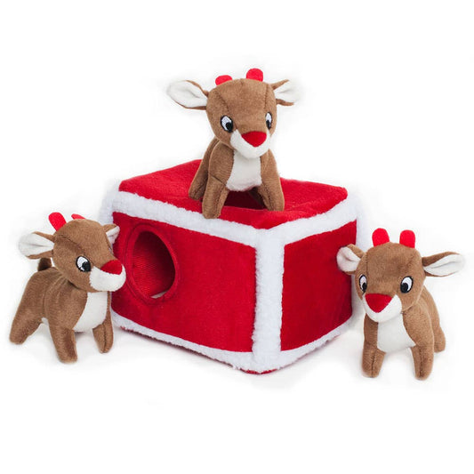 Holiday Zippy Burrow - Reindeer Pen - Christmas Dog Toy