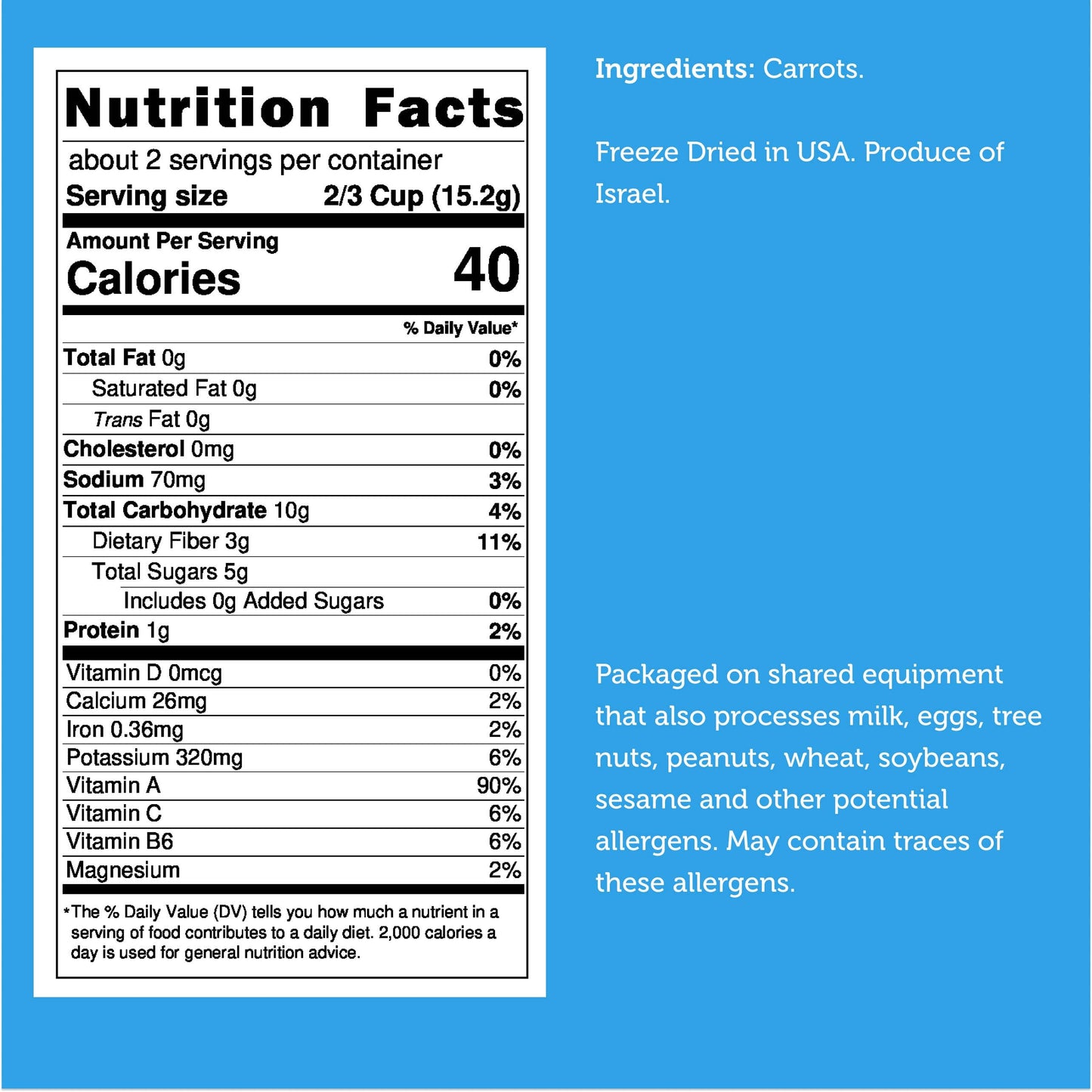 Arctic Farms Garden Freeze Dried Carrot Chips (Real Veggie)