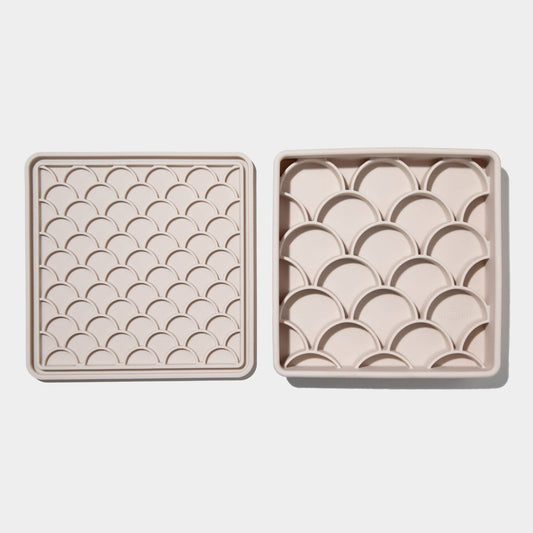 3-in-1 fish scale slow feeder bowl - sand