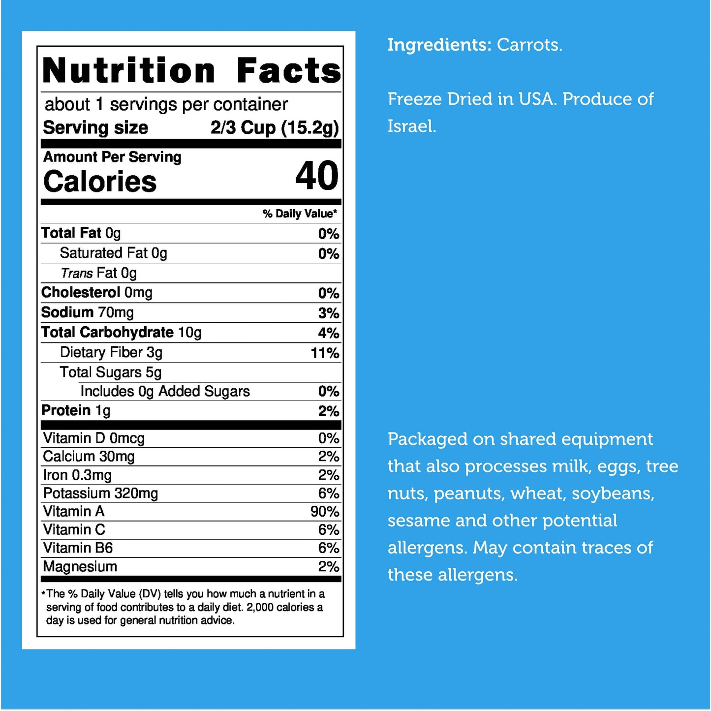 Arctic Farms Garden Freeze Dried Carrot Chips (Real Veggie)