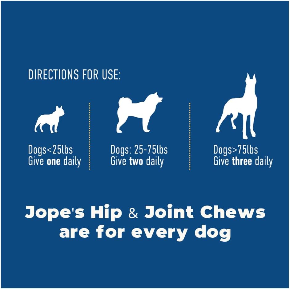 Jope Hip and Joint Dog Chews with UC-II® Collagen - More Effective Than Glucosamine - Veterinarian-Developed - Recommended for Small, Medium and Large Dogs - Cold-Pressed & Third-Party Tested