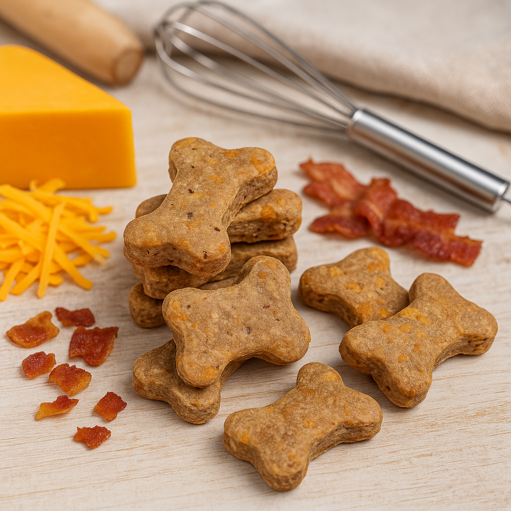 Bacon Cheddar Biscuit Organic Dog Treats with Duvall Farms Bacon 🥓