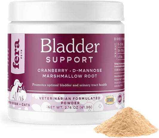 Fera Pet Organics Bladder Cranberry Supplement for Dogs & Cats - Vet Created - Kidney & Urinary - D-Mannose - Cranberry, Stinging Nettle - 60 Scoops