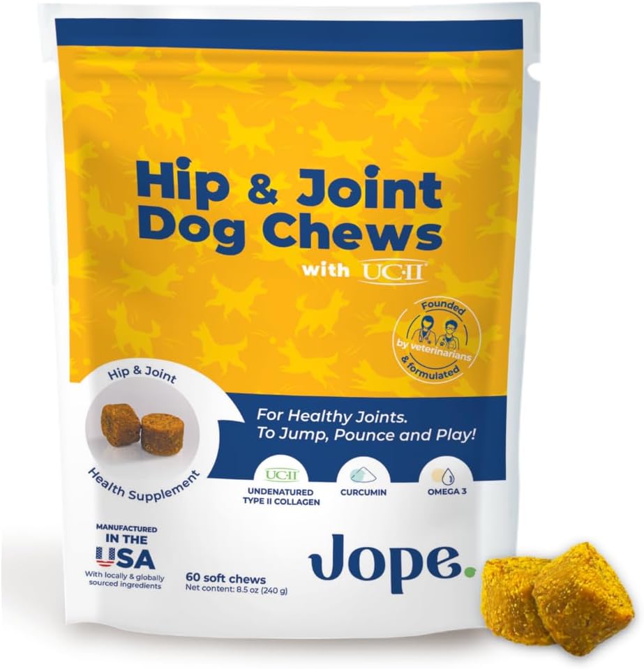 Jope Hip and Joint Dog Chews with UC-II® Collagen - More Effective Than Glucosamine - Veterinarian-Developed - Recommended for Small, Medium and Large Dogs - Cold-Pressed & Third-Party Tested