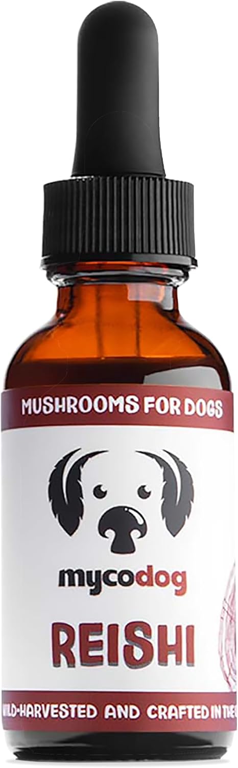 Reishi Tincture: Double-Extracted Reishi Mushroom for Dogs - Immune Defenses, Liver Detox, Longevity, Mood, & Well-Being - Calming Drops for Dogs Extracted Strictly from Fruiting Bodies