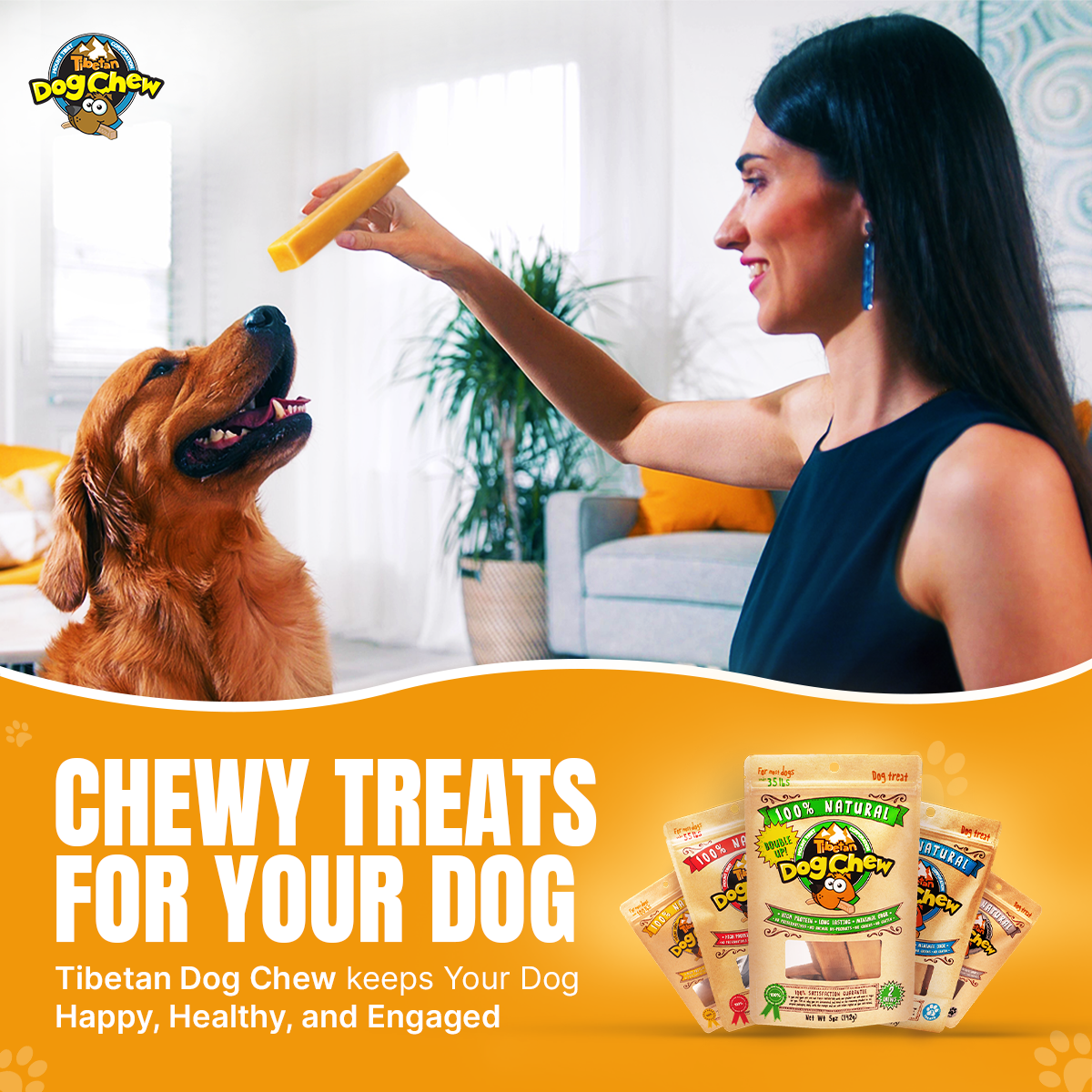 Tibetan Dog Chew for dogs under 70 lbs- Xtra Large