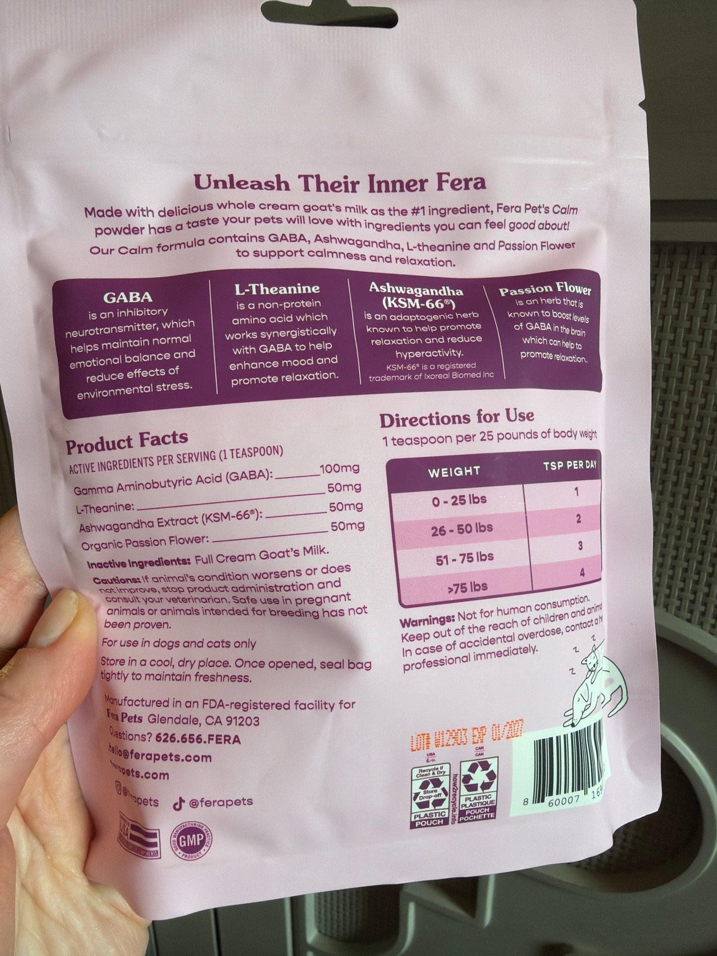 Fera Calming goat milk