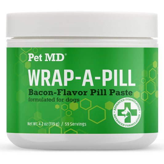 Pet MD Wrap A Pill Cheese & Bacon Flavor Pill Paste for Dogs - Make a Pocket or Pouch to Hide Pills & Medication - 8 oz