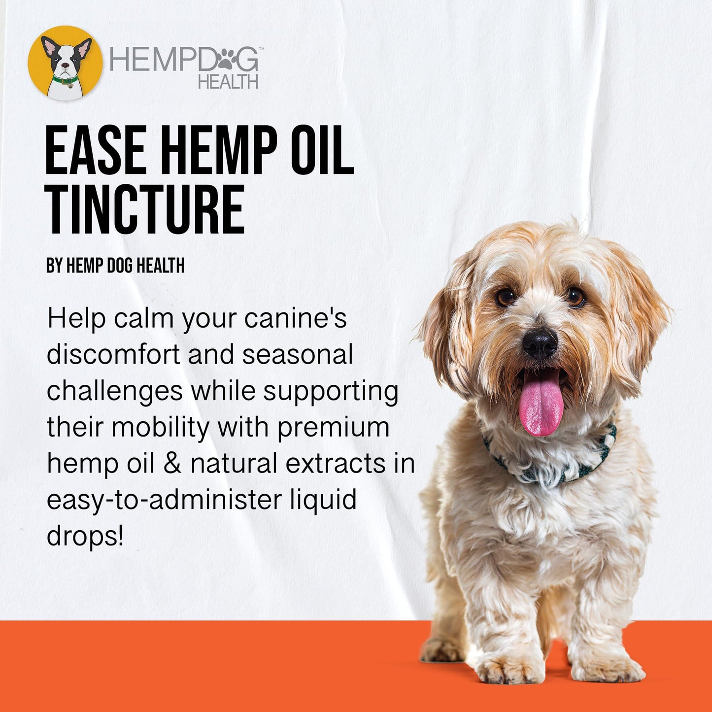 Ease - Hemp Oil for Dogs - Hemp Oil for Canine Mobility, Breathing, Skin, & Daily Comfort - Balance & Defenses - 100% Natural Drops