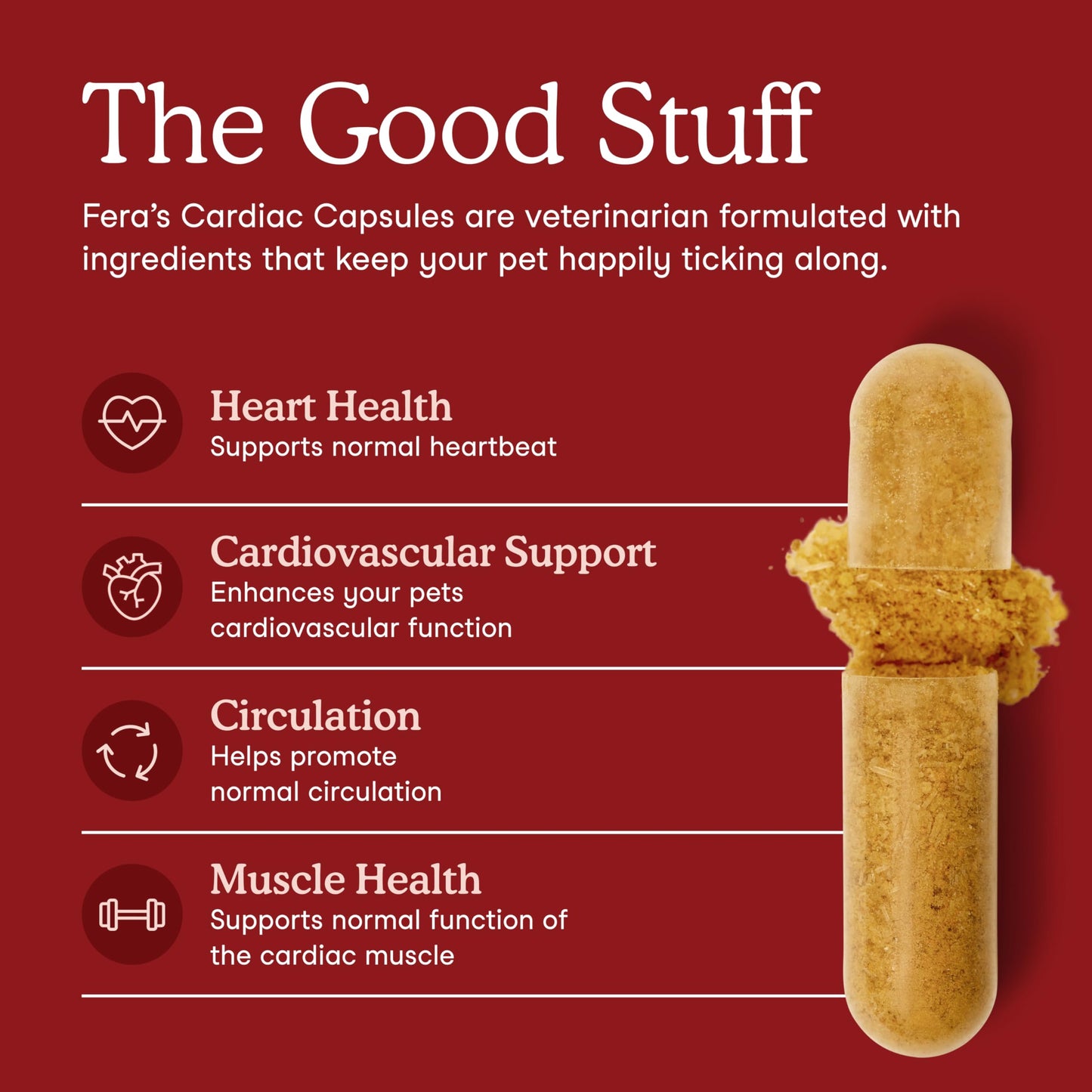 Fera Pets Cardiac Supplement for Dogs & Cats – 120 Capsules - Vet Created -Cardiovascular Function & Strength-Taurine, CoQ10, Organic Hawthorne Berry