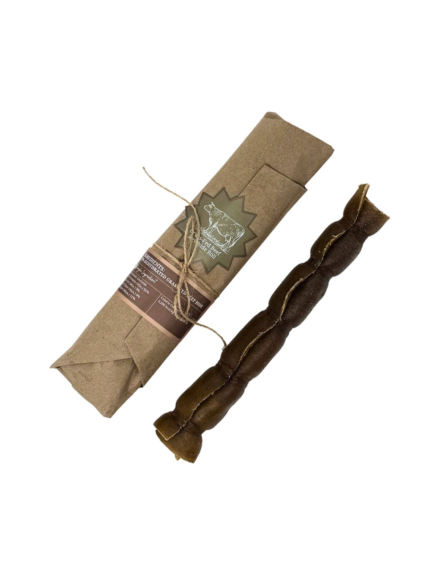 Dehydrated Grass-Fed Beef Rawhide Roll | 8 Inches