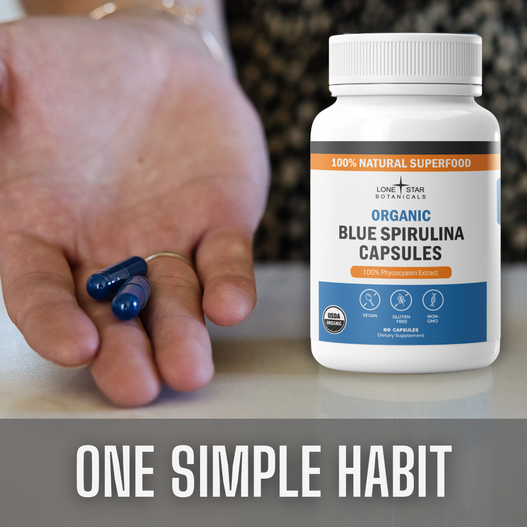 Organic Blue Spirulina Extract Powder Capsules -- 60ct