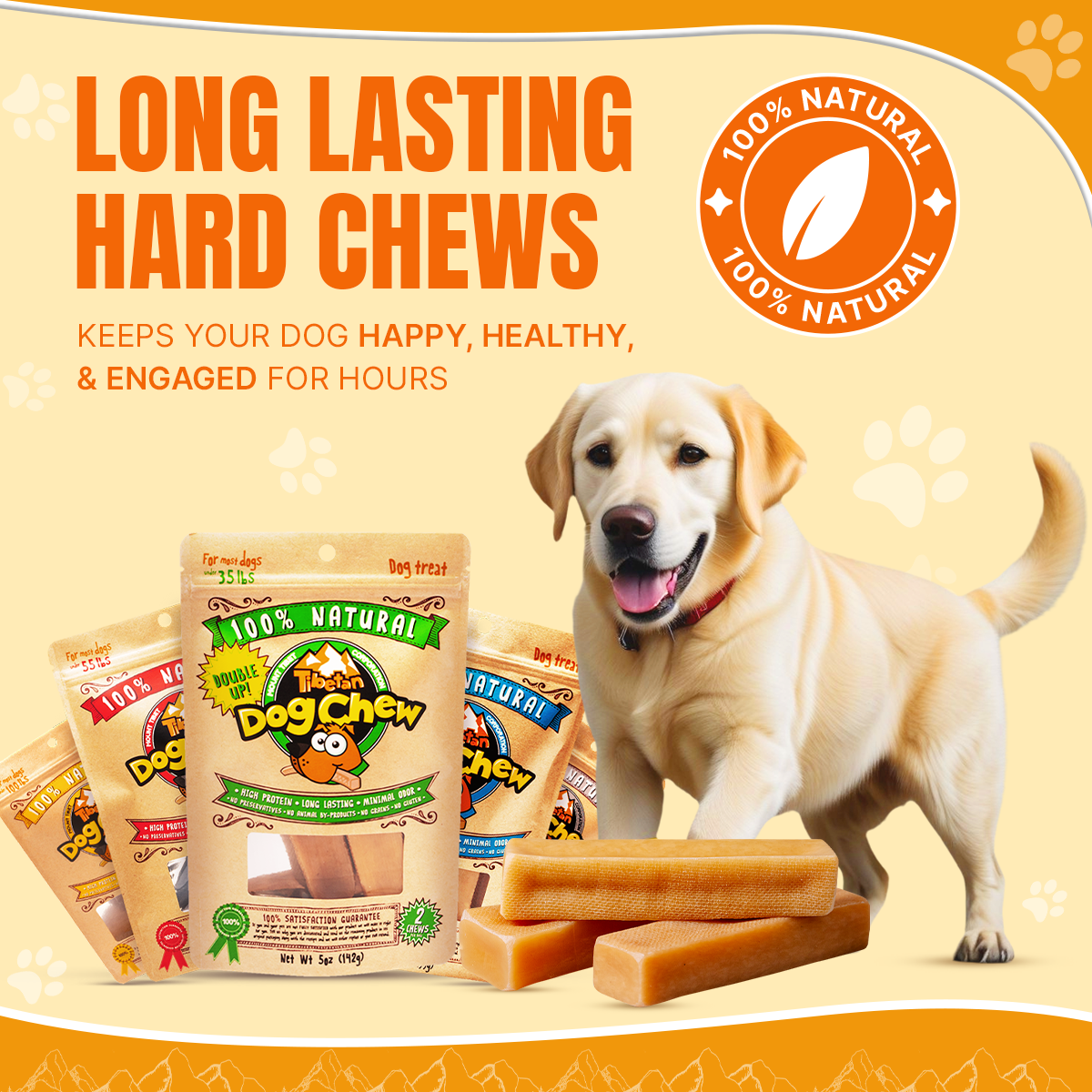 Tibetan Dog Chew for dogs under 70 lbs- Xtra Large
