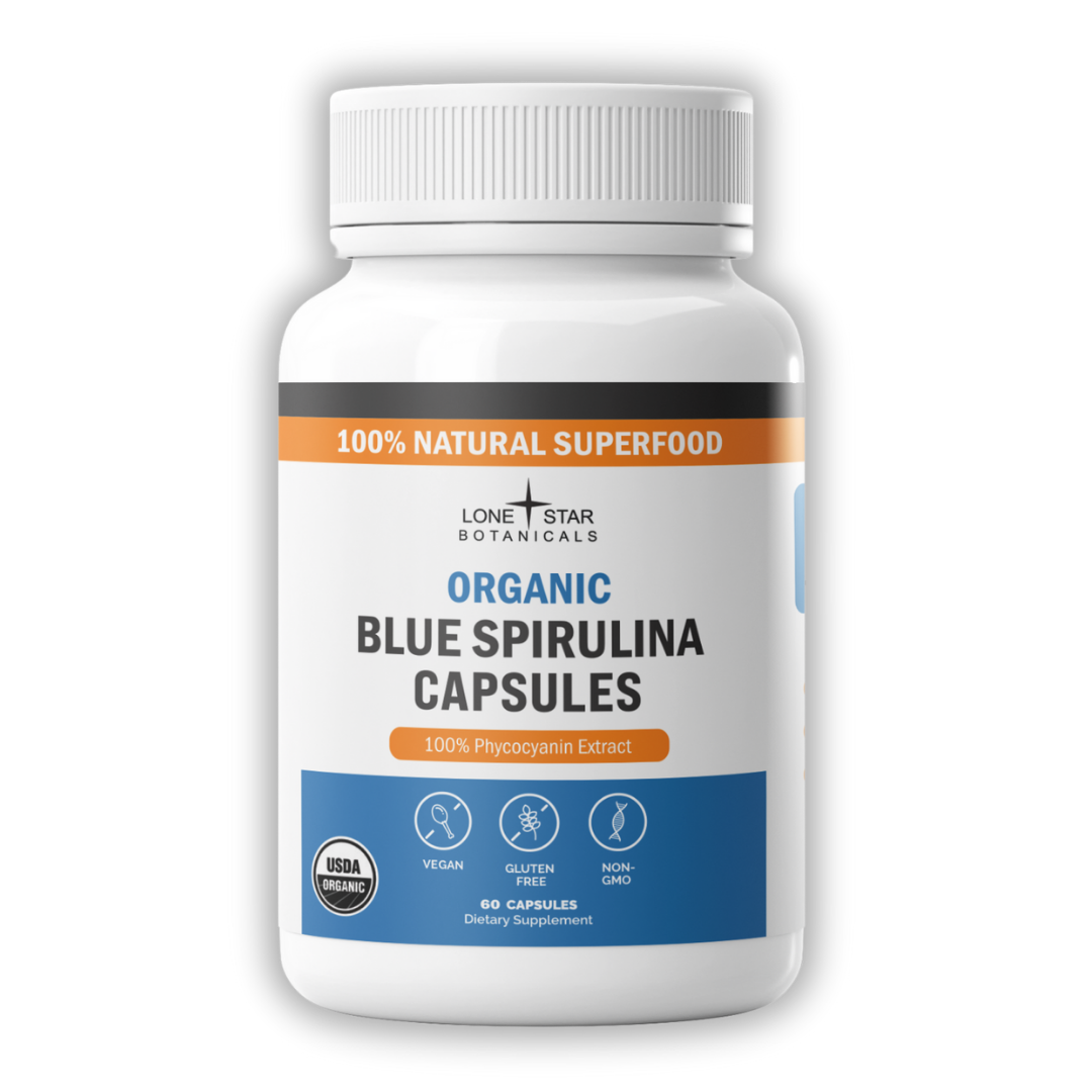Organic Blue Spirulina Extract Powder Capsules -- 60ct