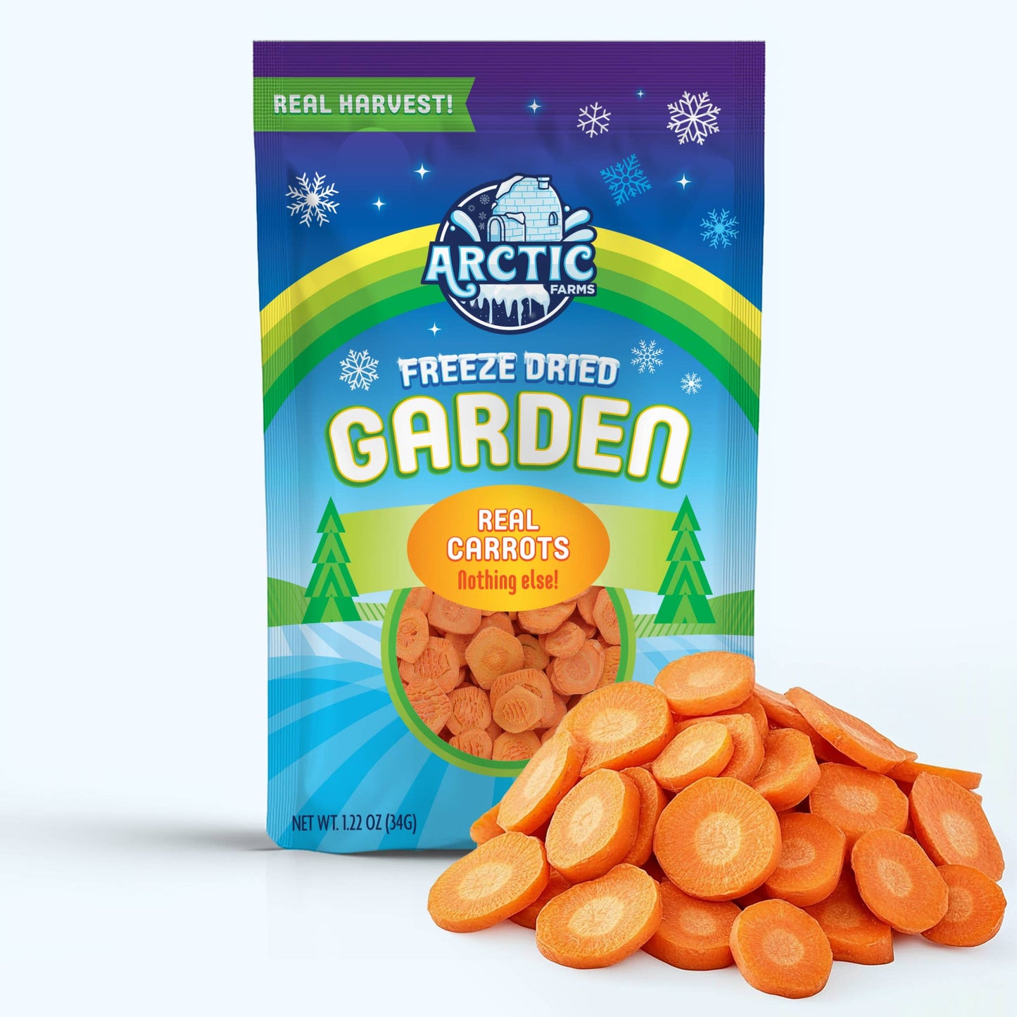 Arctic Farms Garden Freeze Dried Carrot Chips (Real Veggie)