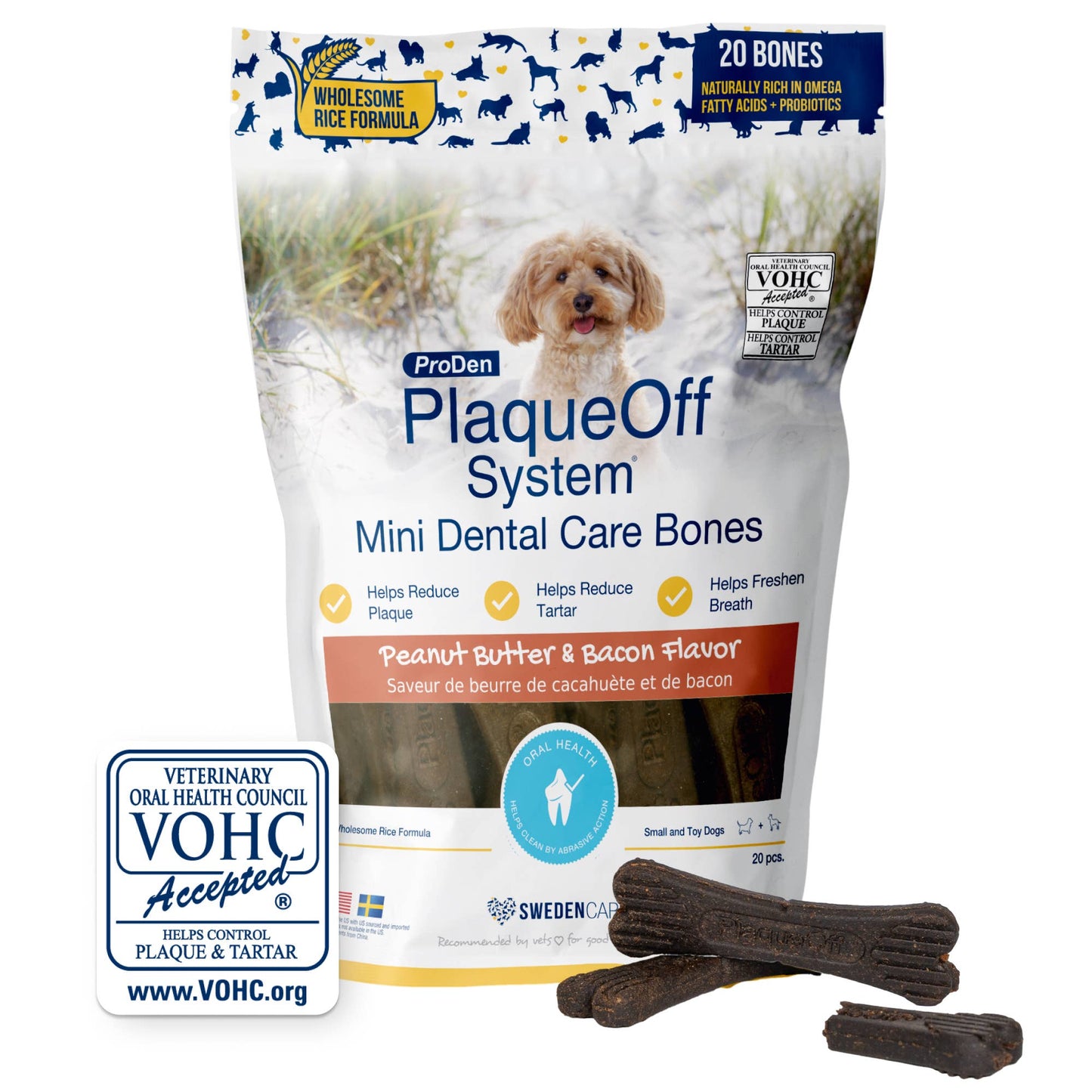 ProDen PlaqueOff System® Mini Dental Care Bones - Bacon